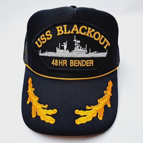 USS BLACKOUT Funny Boat Party Drinking Hat Embroidered Patch foam trucker Mesh - Picture 3 of 4